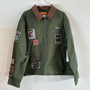 New Loiter Jacket Mens Patch Work Long Sleeve Military Collared Green Size 2XL
